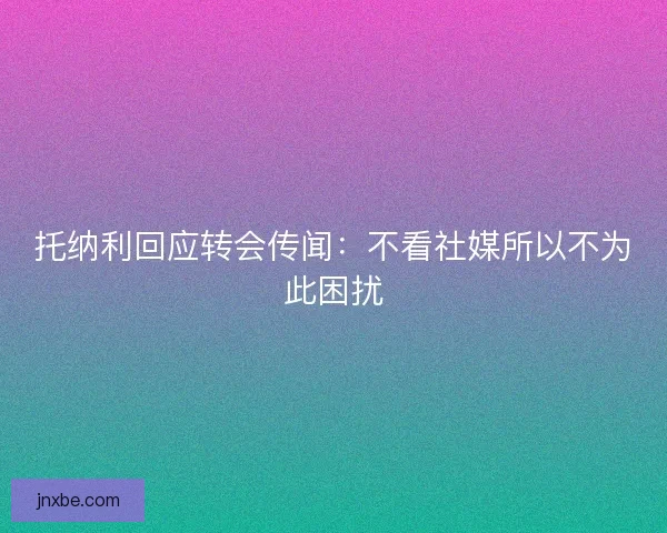 托纳利回应转会传闻：不看社媒所以不为此困扰